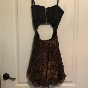 UNIF Leather Leopard Dress